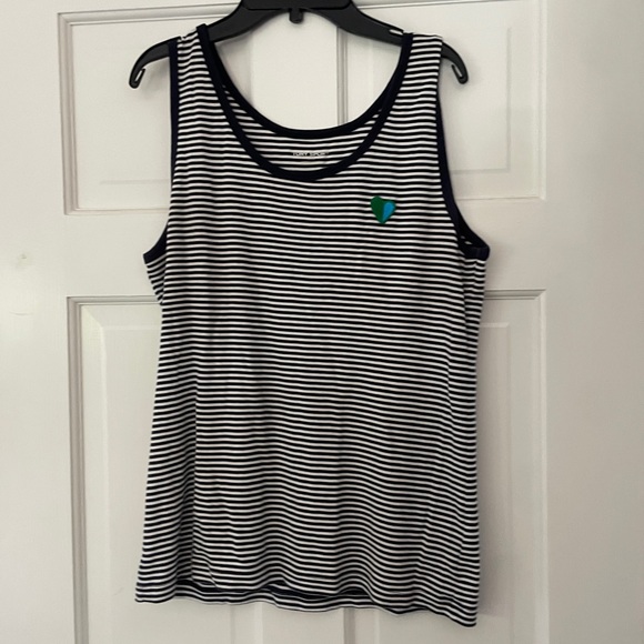 Striped Navy and White Tank Top Heart Tory Burch Sport XL - Picture 1 of 5